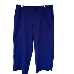 Eloquii Pants Women 16 Blue Cropped Wide Leg Stretch Dressy Work Career Plus Siz